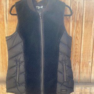 Athleta Goose Down Vest Black Faux Sherpa